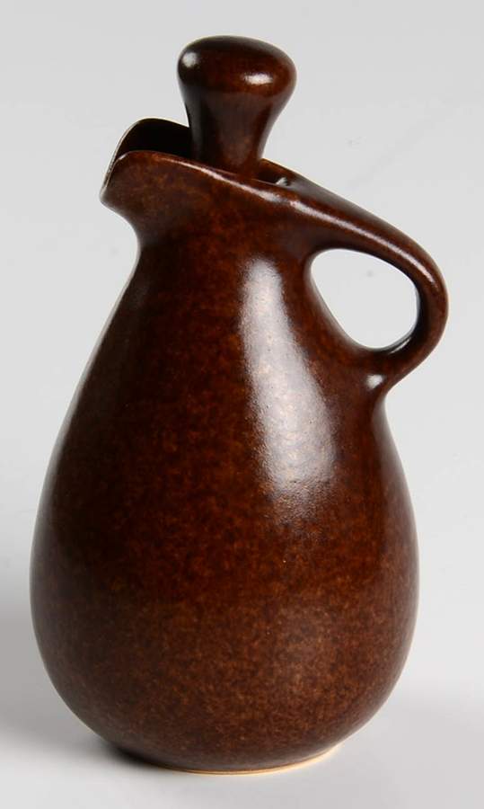 Raymor Autumn Brown (Matte) Oil Or Vinegar Cruet and Stopper by Roseville-1