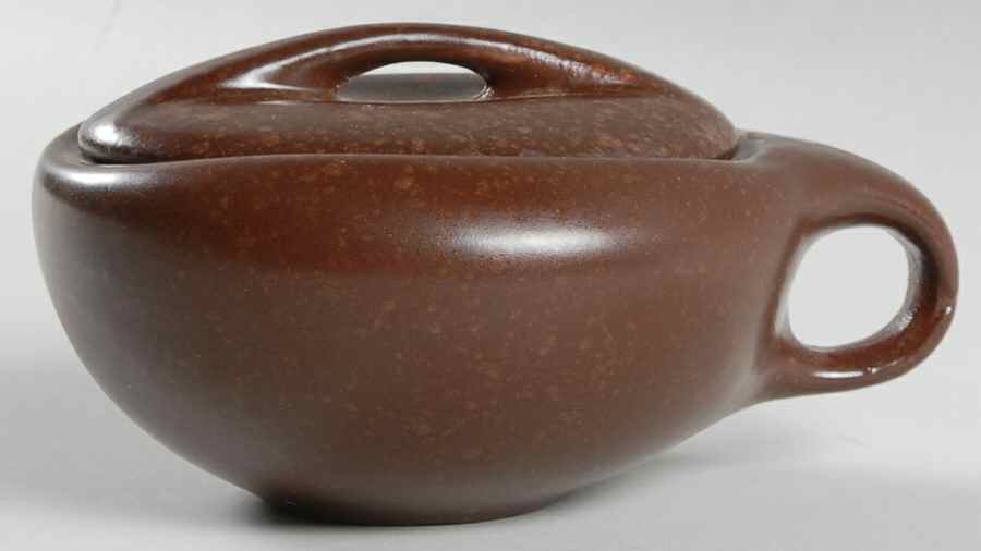 Raymor Autumn Brown (Matte) Sugar Bowl & Lid by Roseville-1