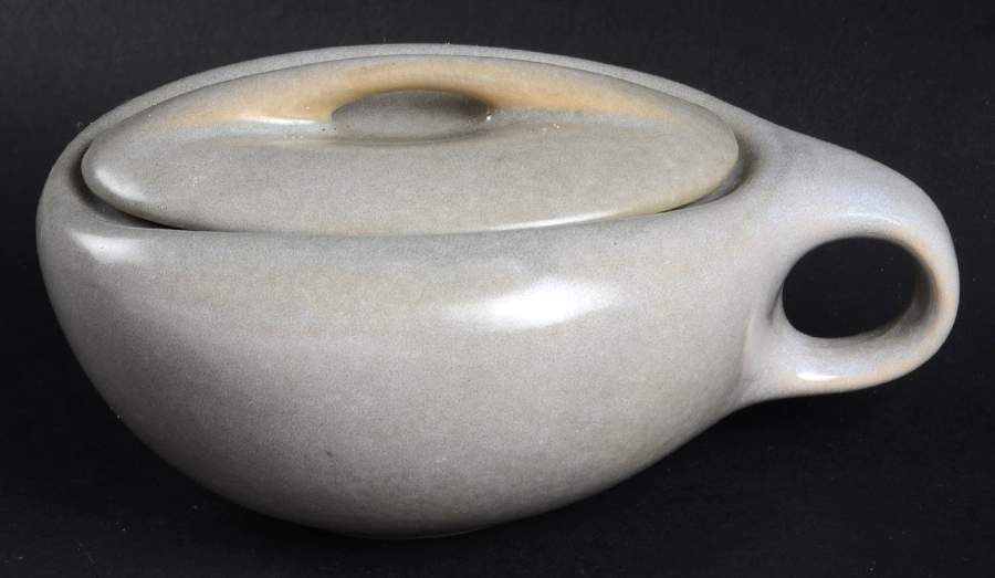 Raymor Beach Gray (Matte) Sugar Bowl & Lid by Roseville-1