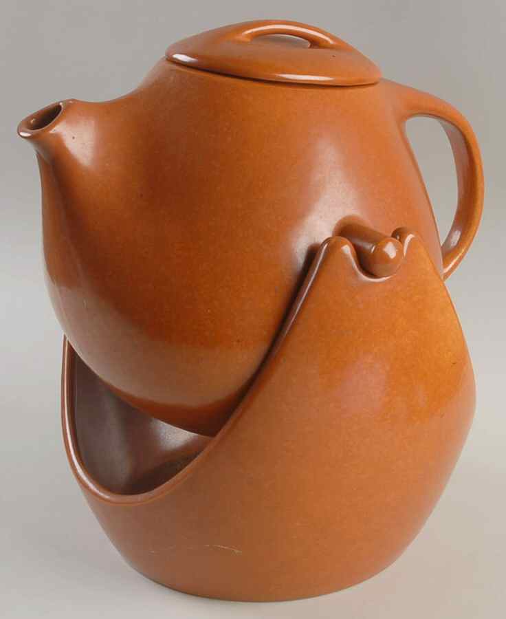 Raymor Terra Cotta (Matte) Coffee Pot & Stand by Roseville-1