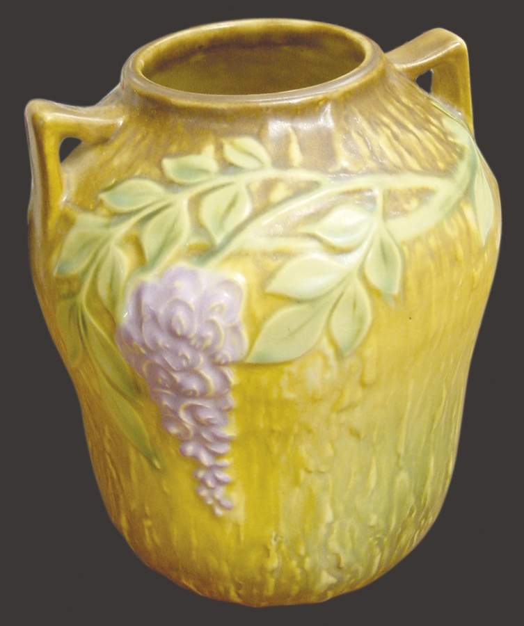 Wisteria Brown 7" Handled Vase by Roseville-1