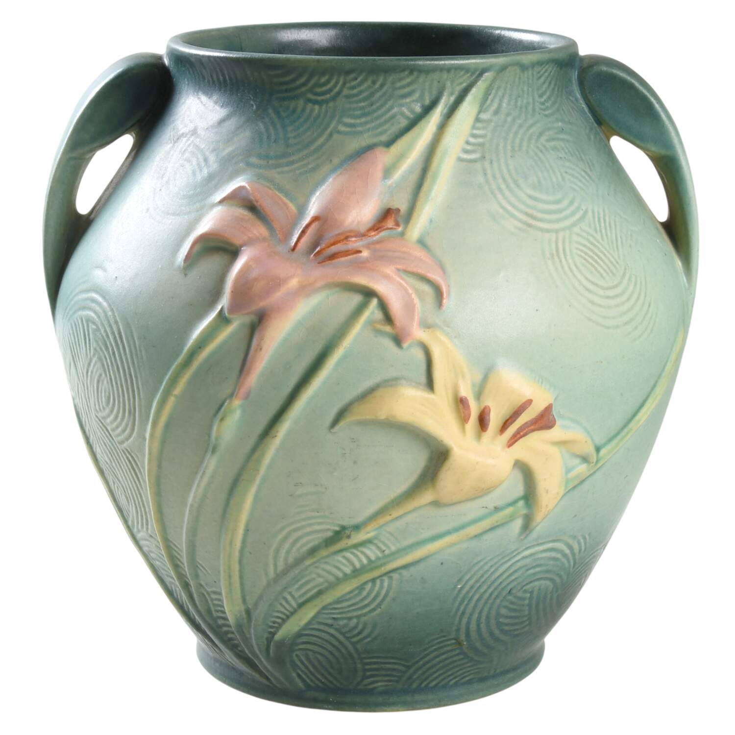 Zephyr Lily Evergreen Cookie Jar No Lid by Roseville-1