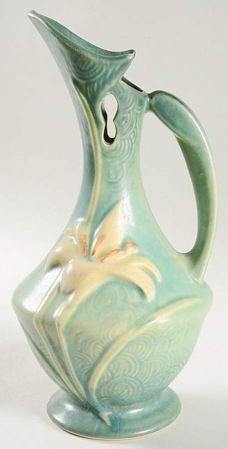 Zephyr Lily Evergreen 10" Ewer by Roseville-1