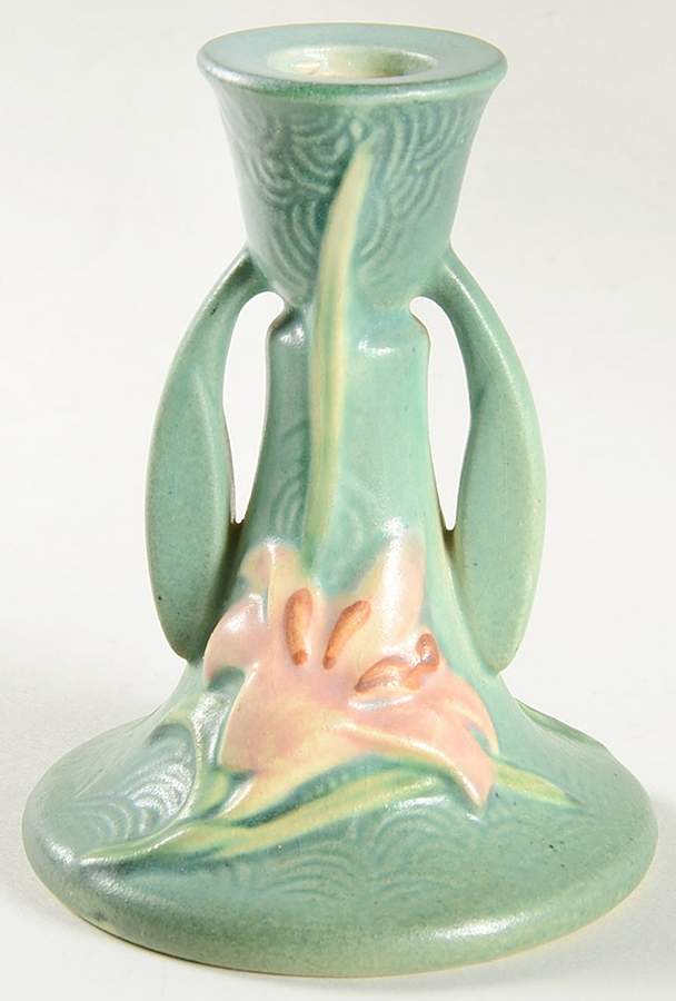 Zephyr Lily Evergreen Small Candlestick by Roseville-1