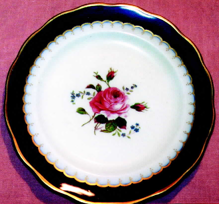 Coronation (Cobalt Band, Rose Center) Dinner Plate by Royal Swansea-1
