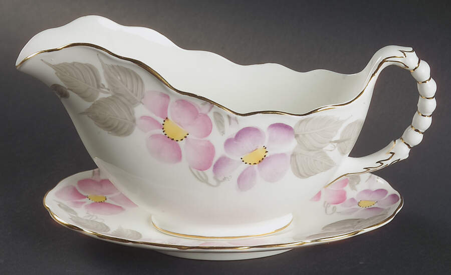 Morning Glory Gravy Boat & Underplate by Royal Swansea-1