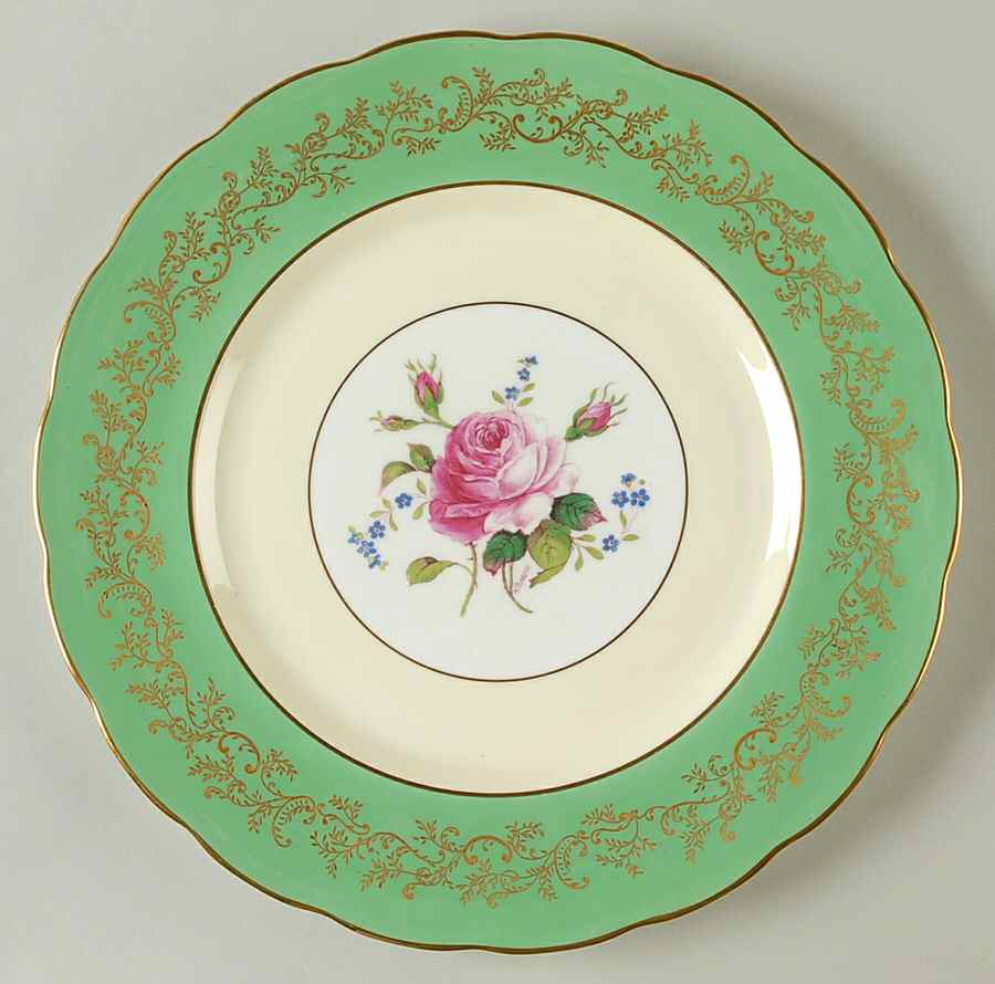 Swansea Rose Green Dinner Plate by Royal Swansea-1