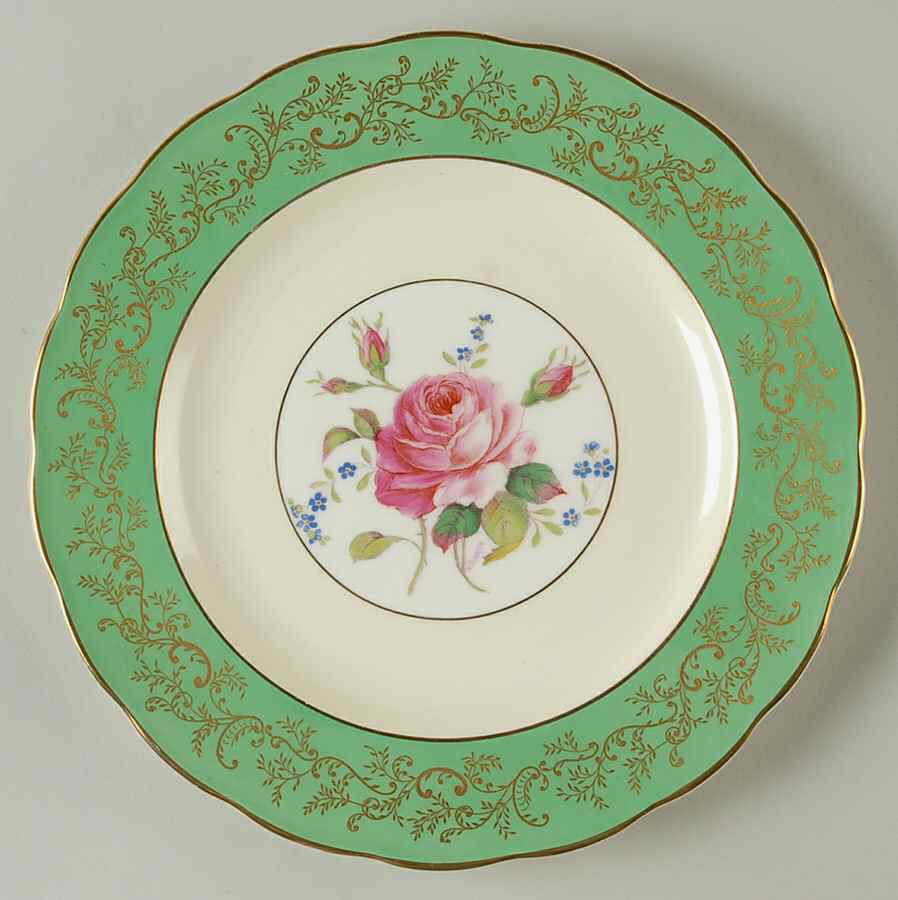 Swansea Rose Green Luncheon Plate by Royal Swansea-1