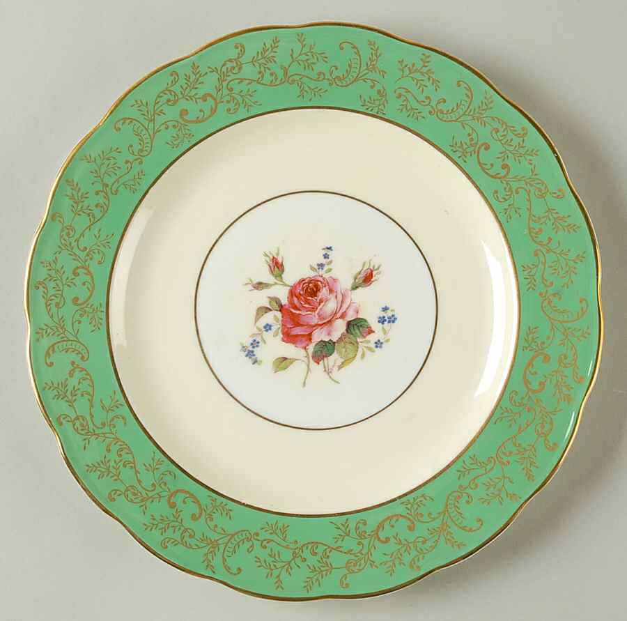Swansea Rose Green Salad Plate by Royal Swansea-1