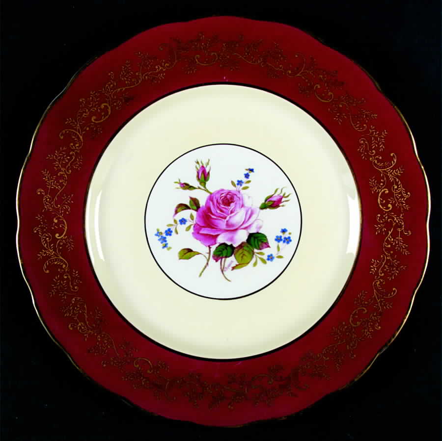 Swansea Rose (Magenta) Dinner Plate by Royal Swansea-1