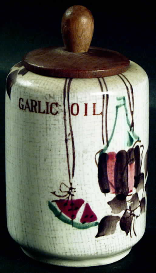 Jamaica Garlic Oil Jar & Wood Lid by Royal Sealy-1