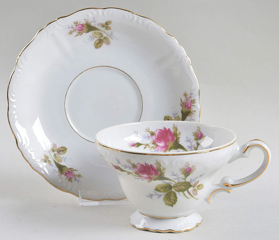 Moss Rose Footed Cup & Saucer Set by Royal Sealy-1