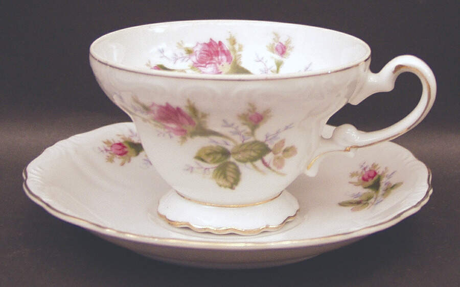 Moss Rose Footed Cup & Saucer Set by Royal Sealy-1