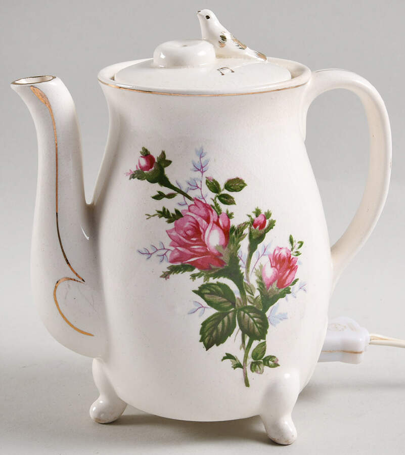 Moss Rose Electric Hot Water Pot with Lid & Cord by Royal Sealy-1
