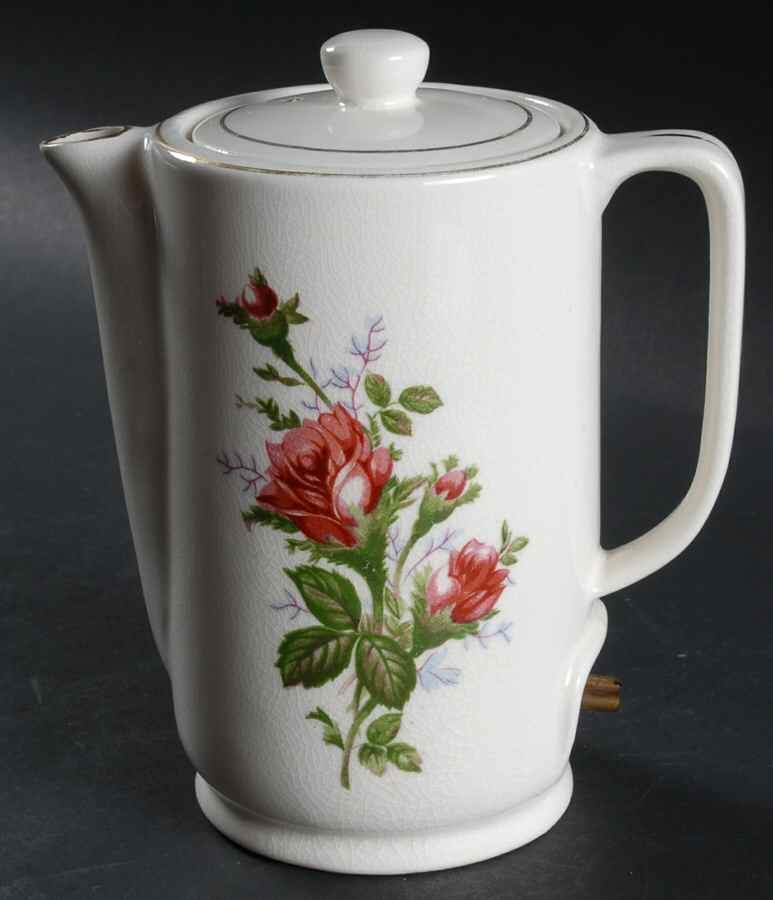 Moss Rose Electric Hot Water Pot with Lid & Cord by Royal Sealy-1