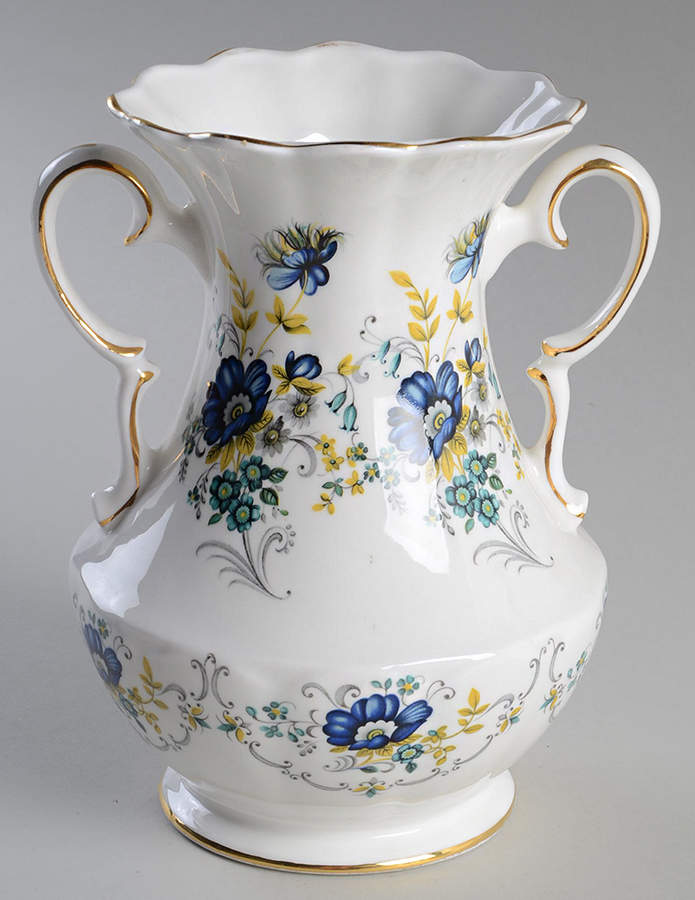Blue Corn Flower 7" Handled Vase by Royal Tara-1