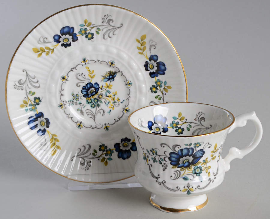 Blue Corn Flower Footed Demitasse Cup & Saucer Set by Royal Tara-1