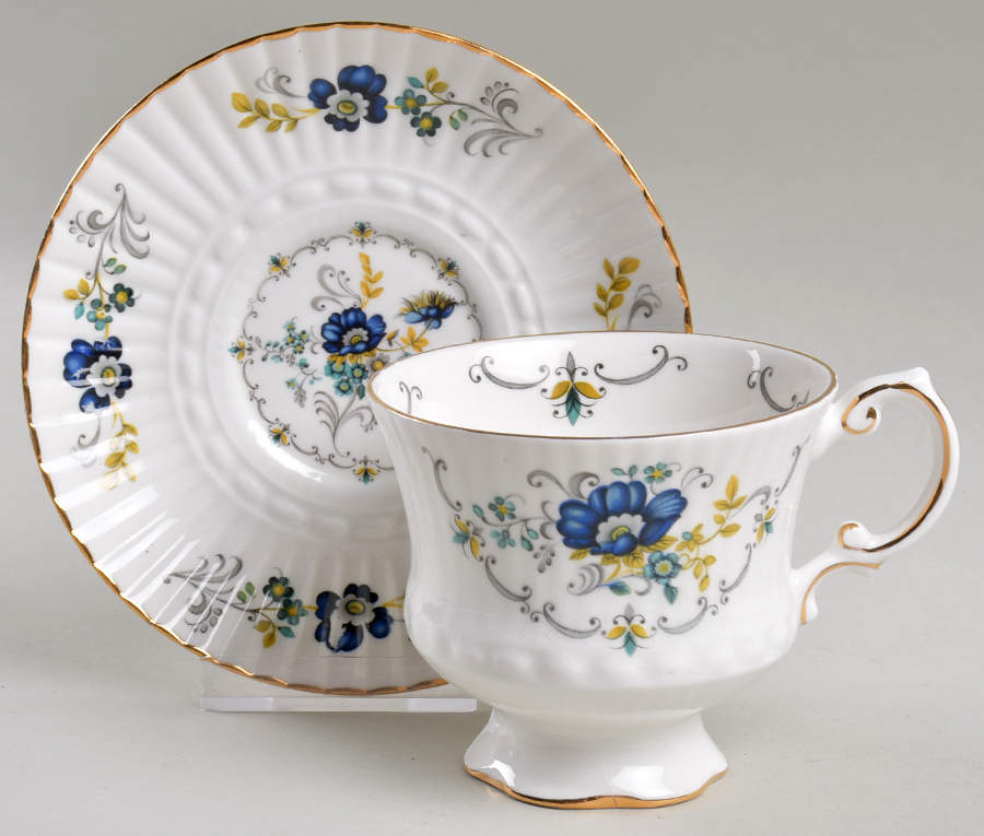Blue Corn Flower Footed Cup & Saucer Set by Royal Tara-1