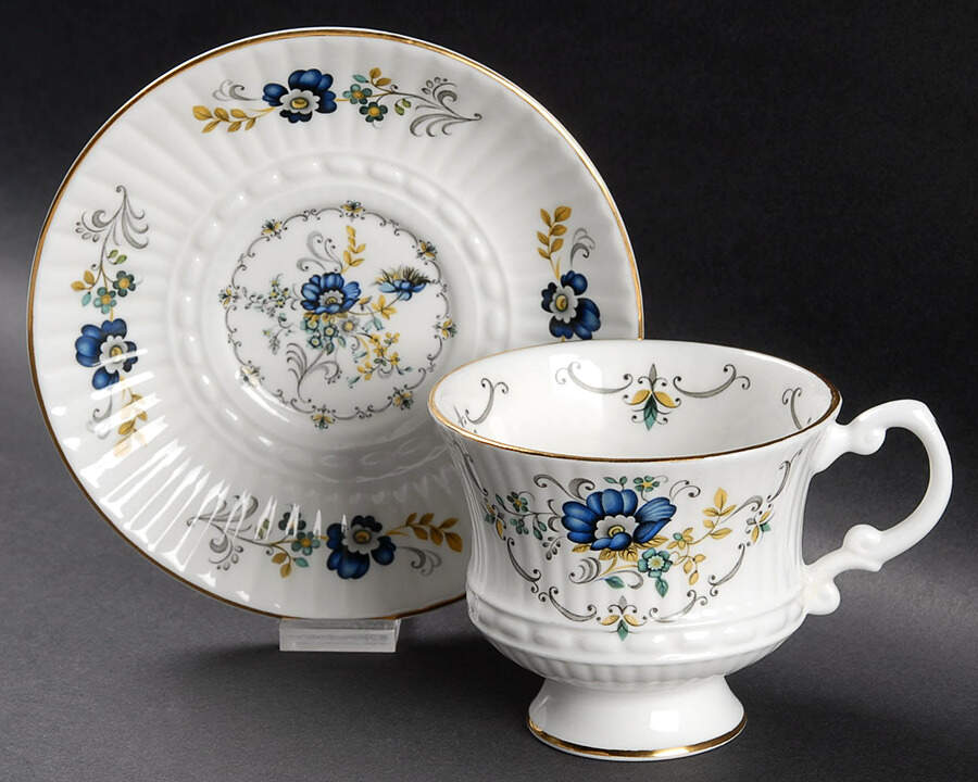 Blue Corn Flower Footed Cup & Saucer Set by Royal Tara-1