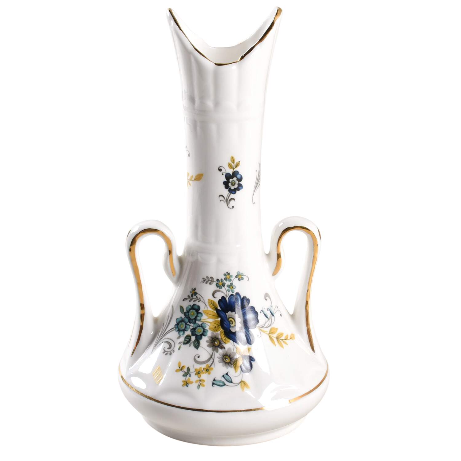 Blue Corn Flower 7" Handled Vase by Royal Tara-1