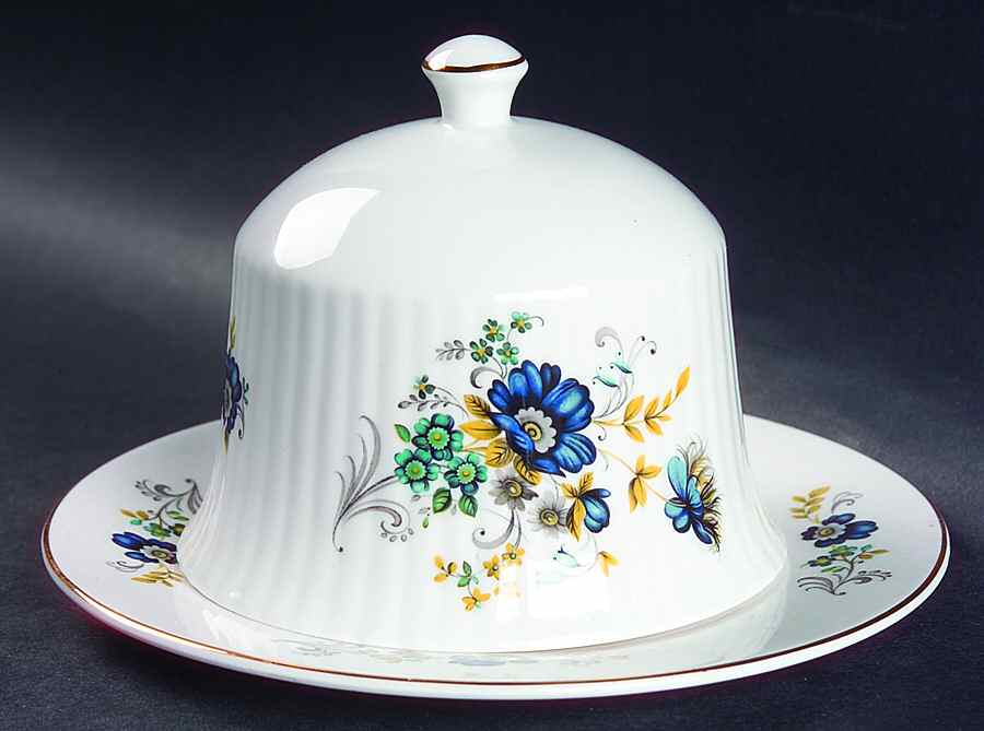 Blue Corn Flower Round Covered Butter by Royal Tara-1
