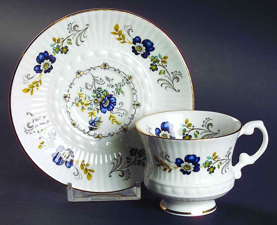 Blue Corn Flower Footed Demitasse Cup & Saucer Set by Royal Tara-1
