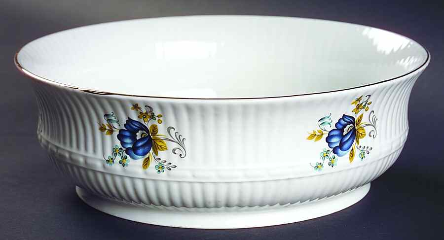 Blue Corn Flower 9" Round Vegetable Bowl by Royal Tara-1