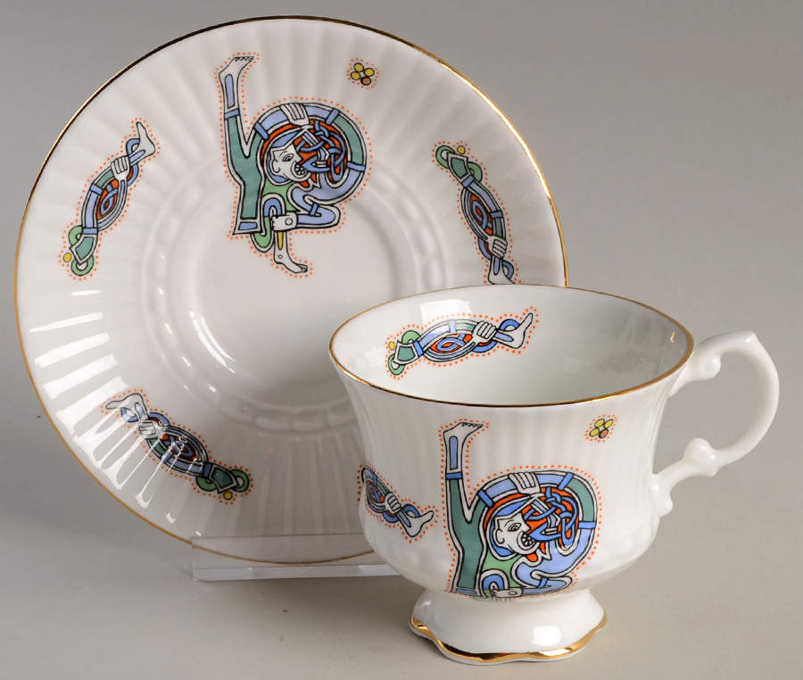 Book of Kells Footed Cup & Saucer Set by Royal Tara-1