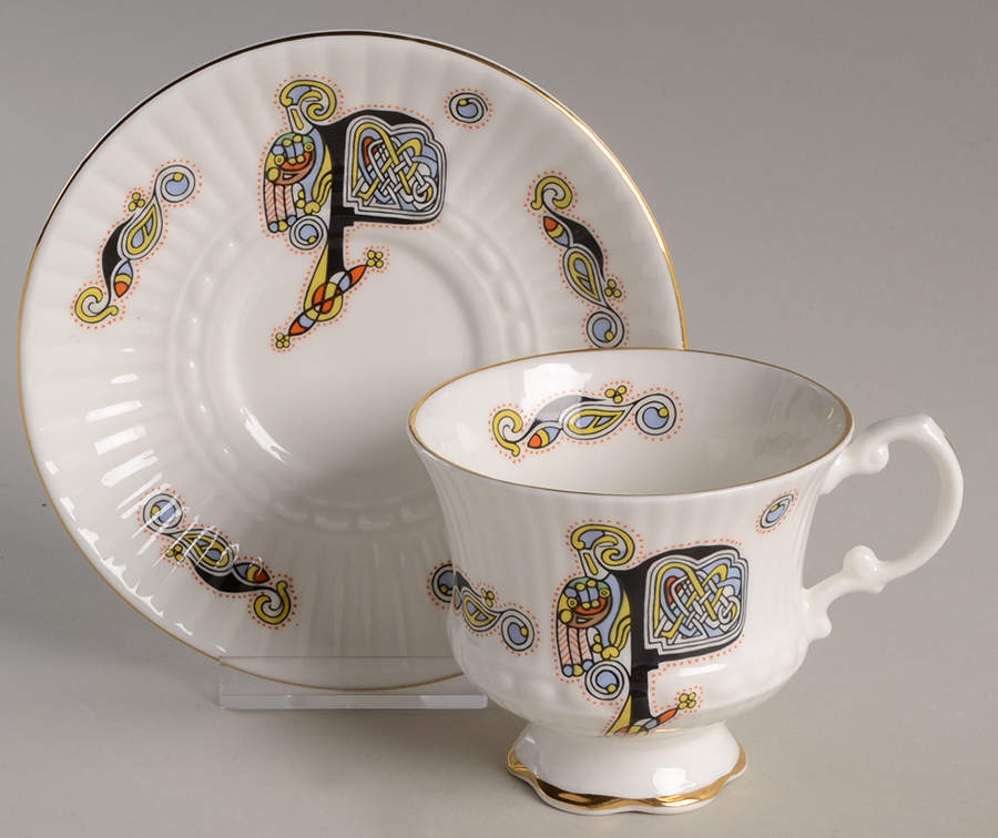 Book of Kells Footed Cup & Saucer Set by Royal Tara-1