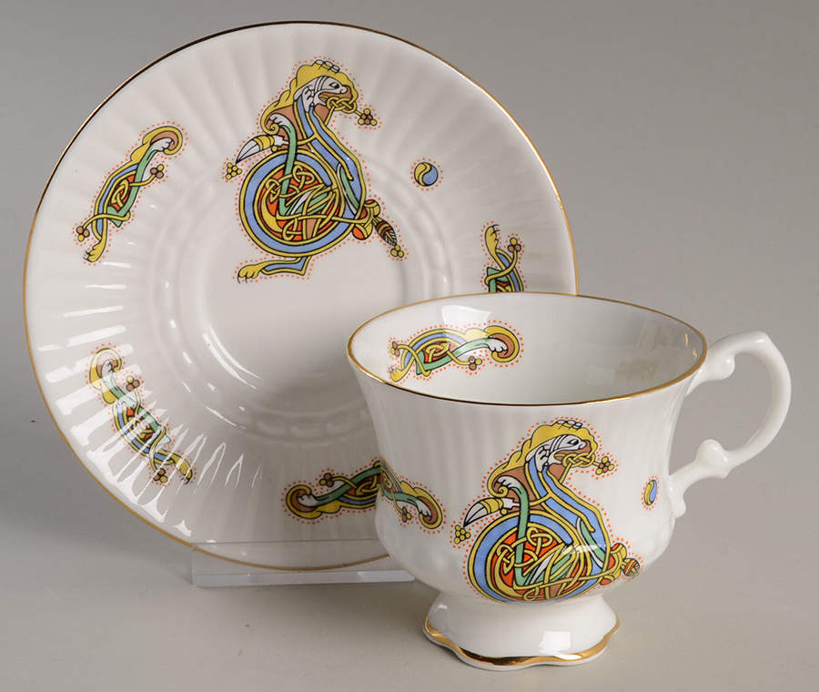 Book of Kells Footed Cup & Saucer Set by Royal Tara-1