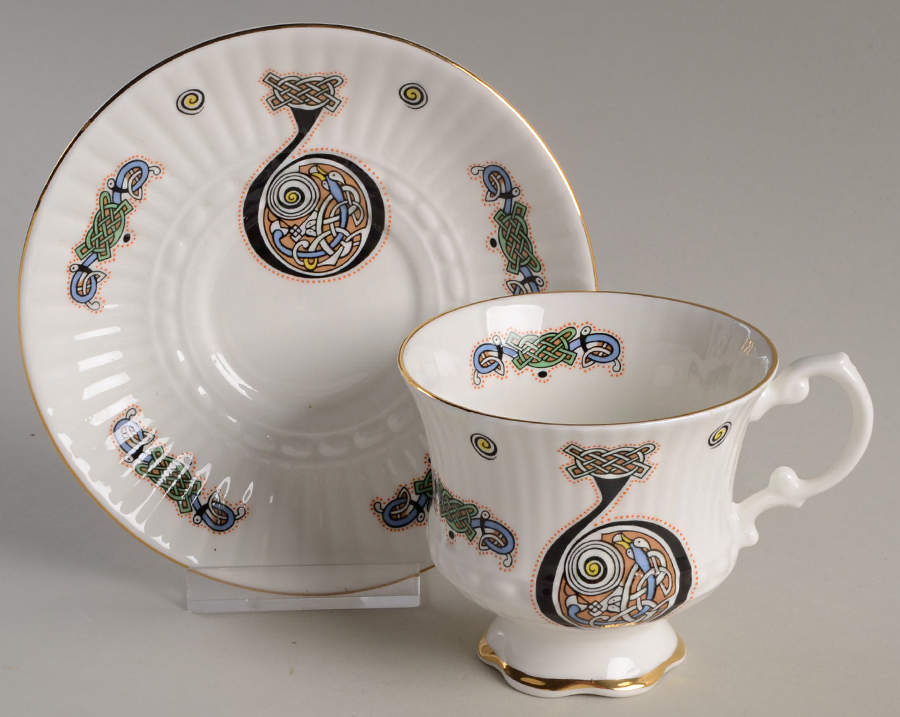 Book of Kells Footed Cup & Saucer Set by Royal Tara-1