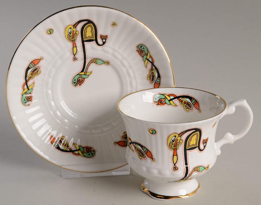 Book of Kells Footed Cup & Saucer Set by Royal Tara-1