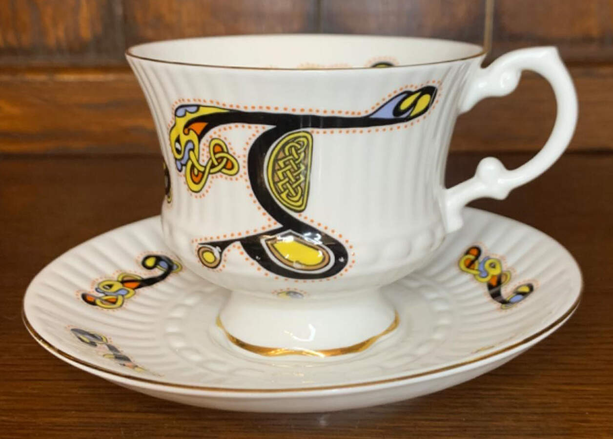 Book of Kells Footed Cup & Saucer Set by Royal Tara-1