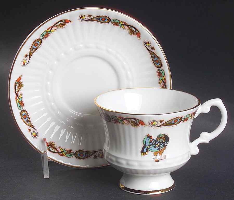 Book of Kells Footed Cup & Saucer Set by Royal Tara-1