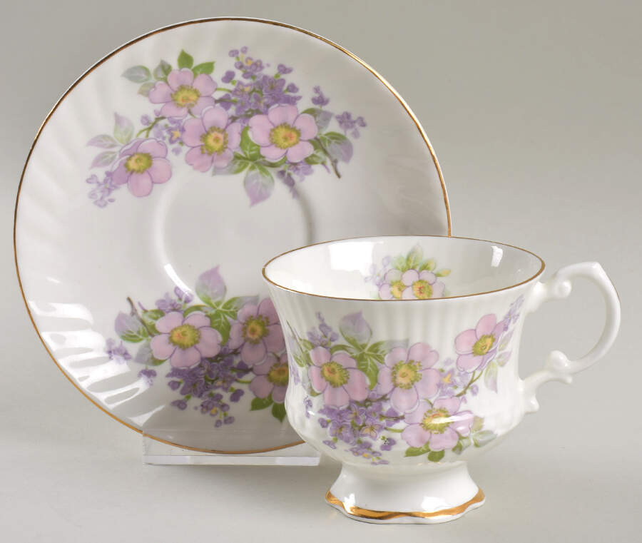 Irish Blossom Footed Cup & Saucer Set by Royal Tara-1