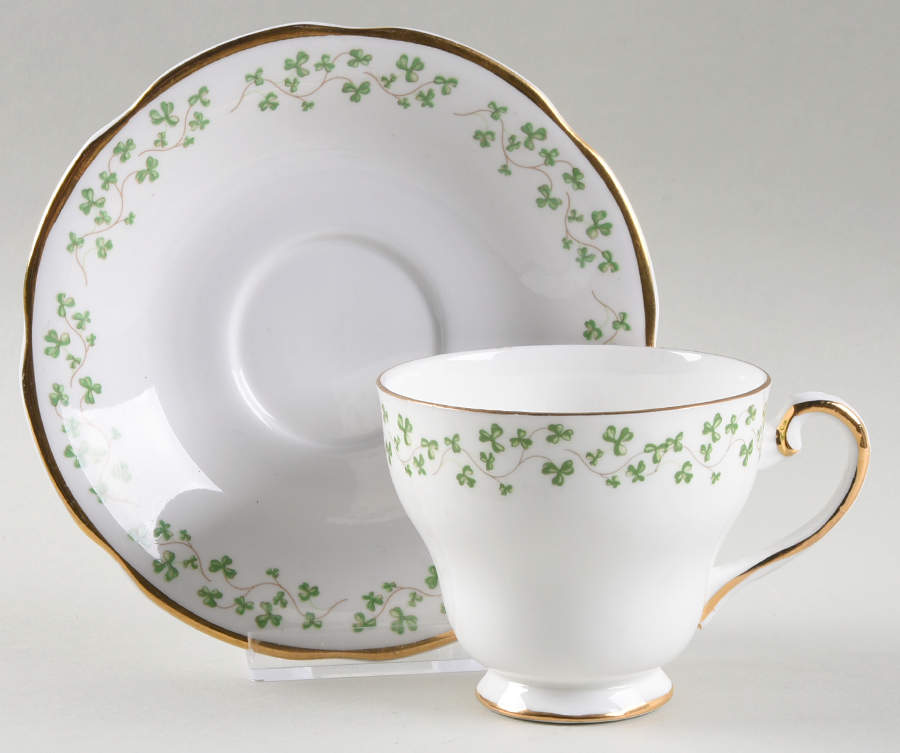 Shamrock Footed Cup & Saucer Set by Royal Tara-1