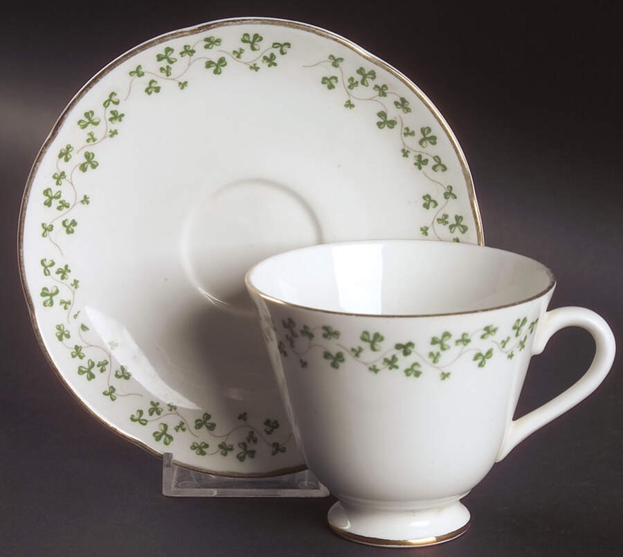 Shamrock Footed Cup & Saucer Set by Royal Tara-1