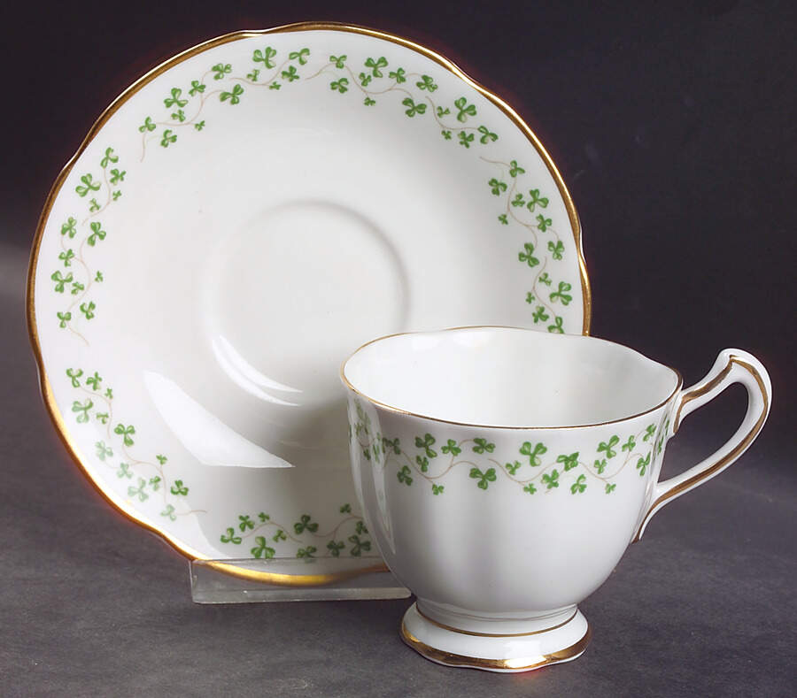 Shamrock Footed Cup & Saucer Set by Royal Tara-1