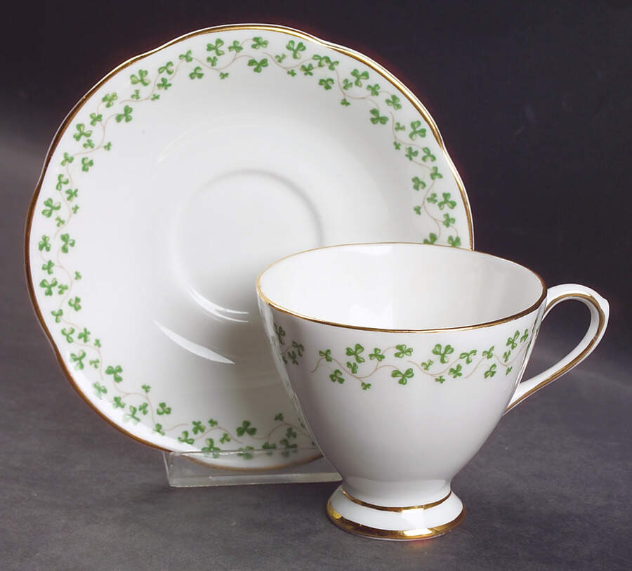 Shamrock Footed Cup & Saucer Set by Royal Tara-1