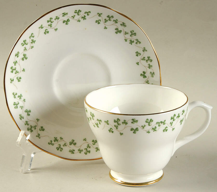 Shamrock Footed Cup & Saucer Set by Royal Tara-1