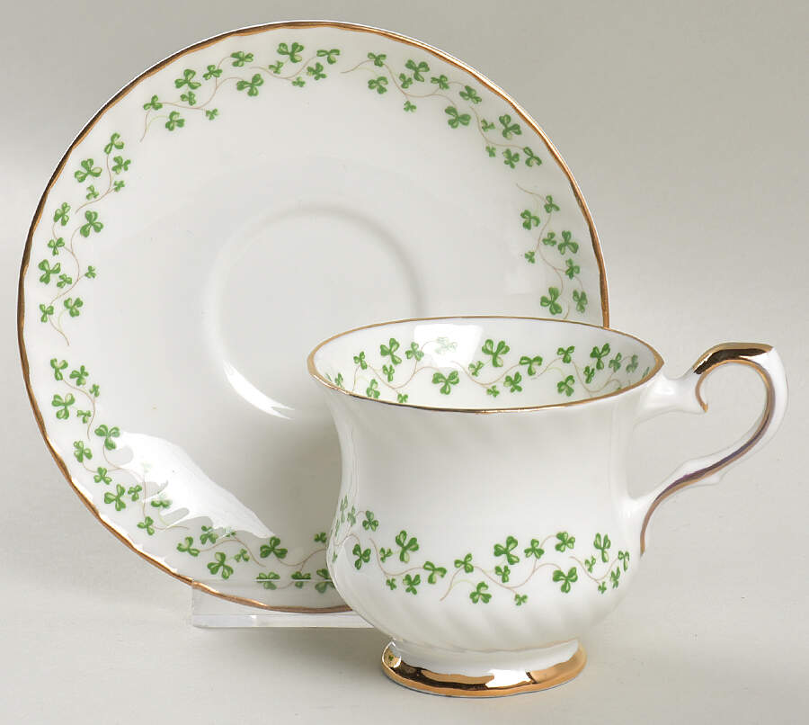 Shamrock Footed Cup & Saucer Set by Royal Tara-1