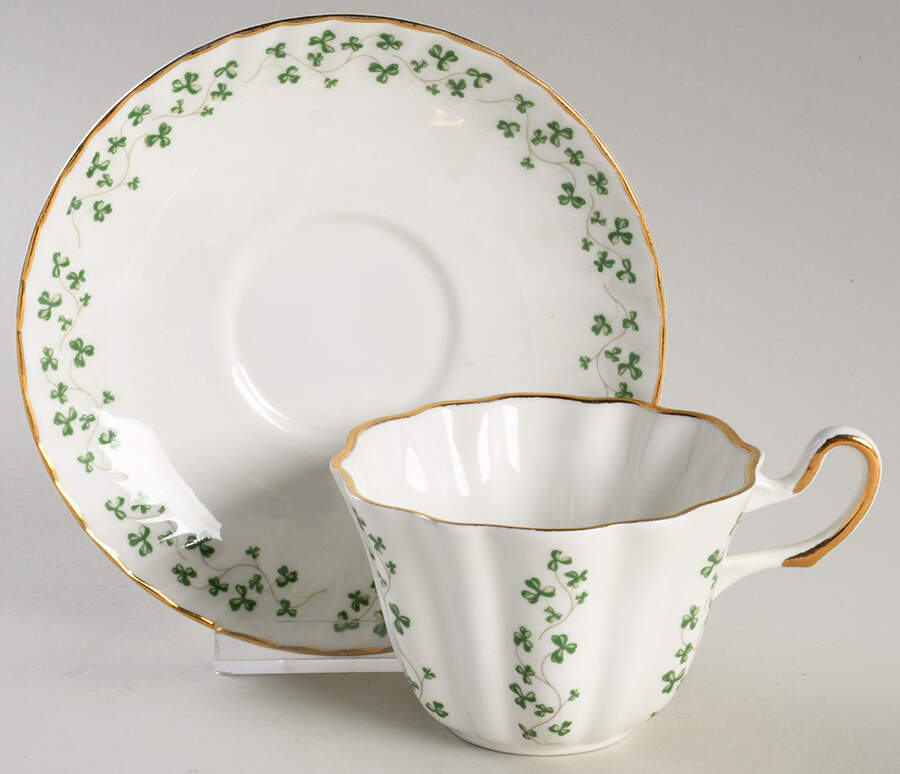 Shamrock Flat Cup & Saucer Set by Royal Tara-1