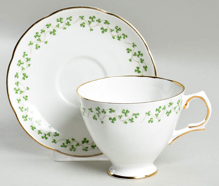 Shamrock Footed Cup & Saucer Set by Royal Tara-1