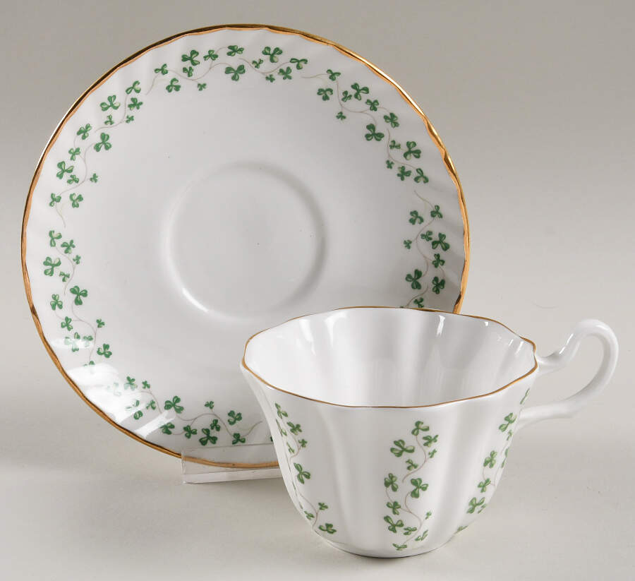 Shamrock Flat Cup & Saucer Set by Royal Tara-1