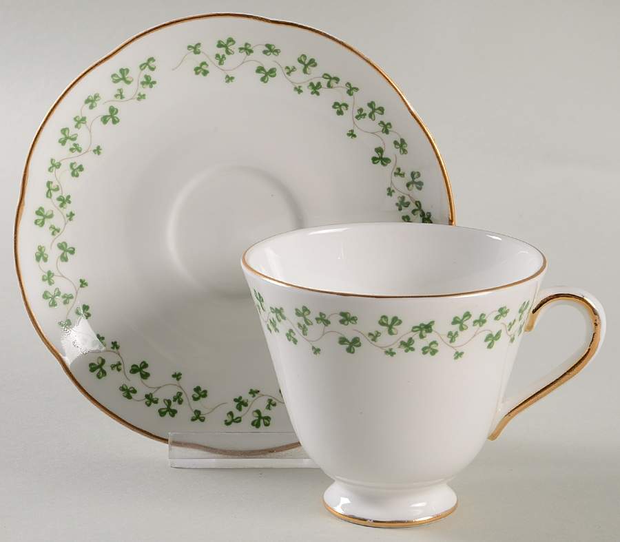 Shamrock Footed Cup & Saucer Set by Royal Tara-1