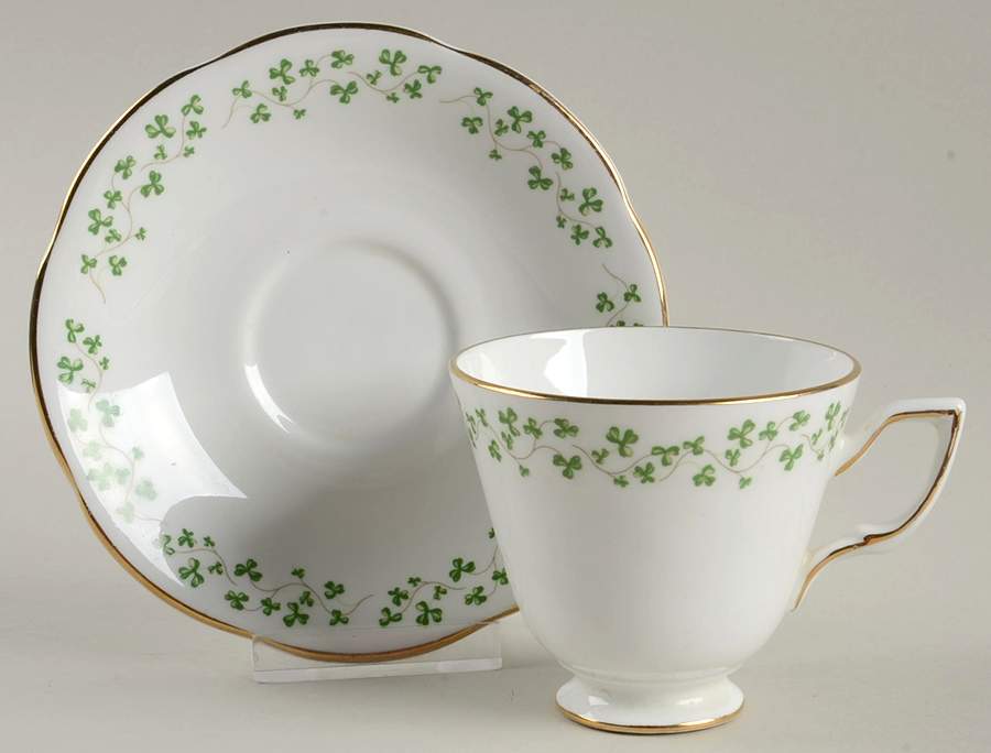 Shamrock Footed Cup & Saucer Set by Royal Tara-1