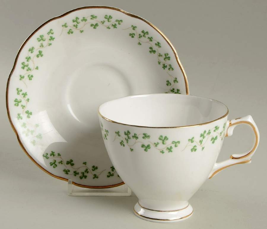 Shamrock Footed Cup & Saucer Set by Royal Tara-1