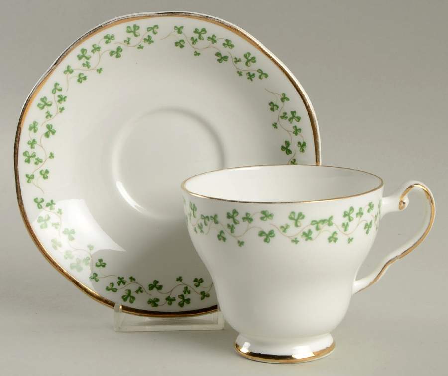 Shamrock Footed Cup & Saucer Set by Royal Tara-1