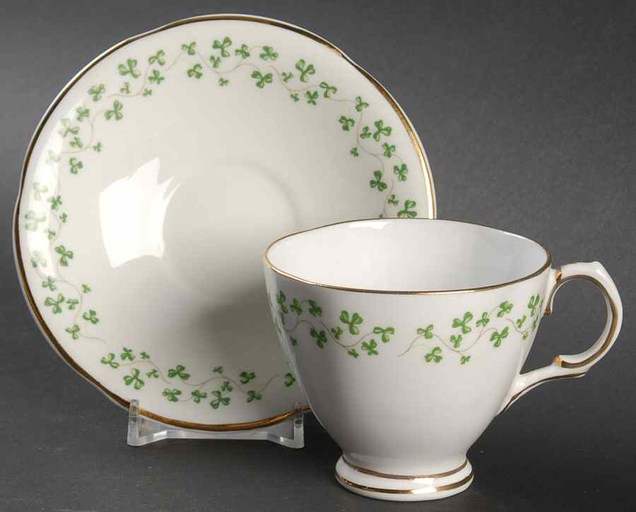 Shamrock Footed Cup & Saucer Set by Royal Tara-1