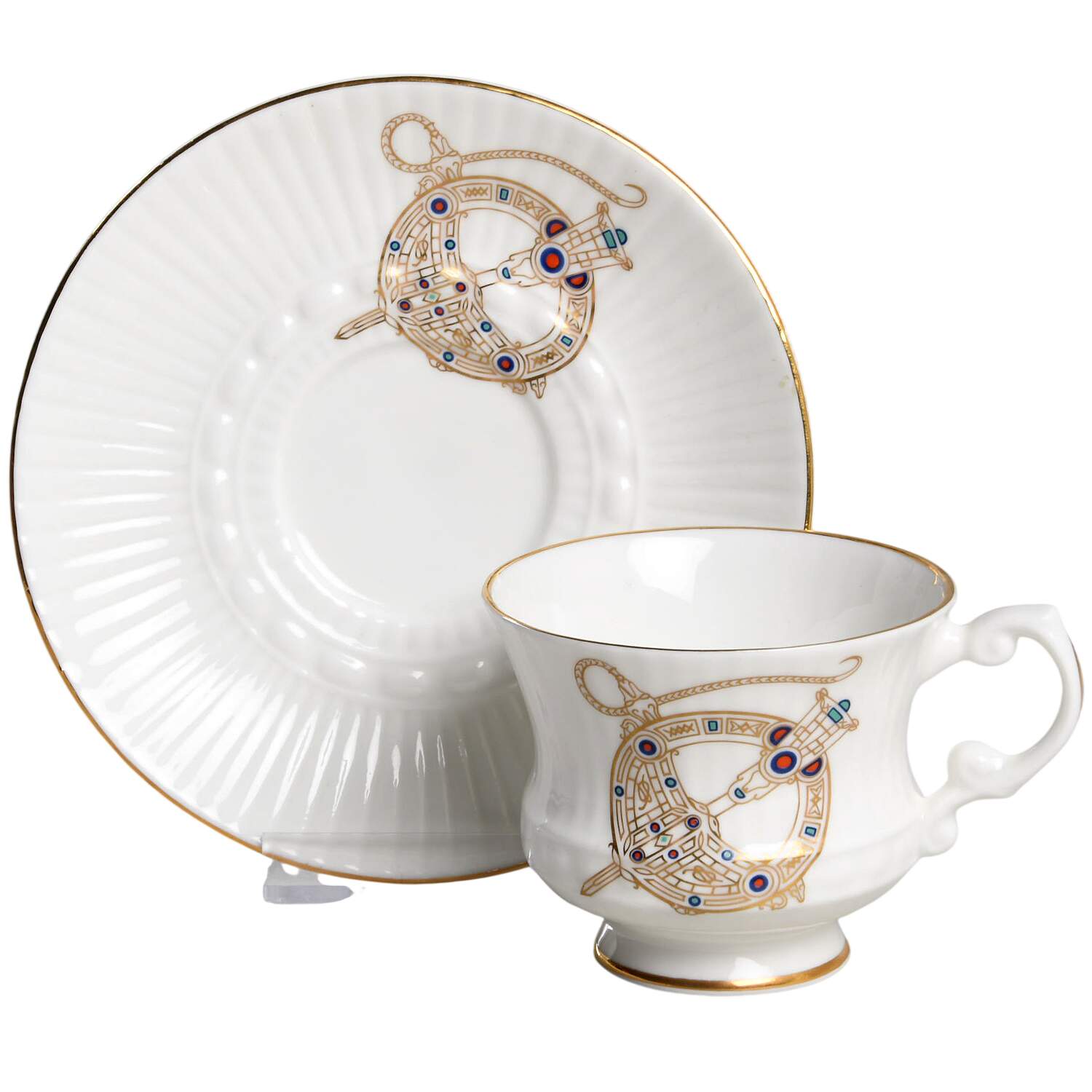 Tara Brooch (Smooth, Ribbed Rim) Demitasse Cup & Saucer Set by Royal Tara-1